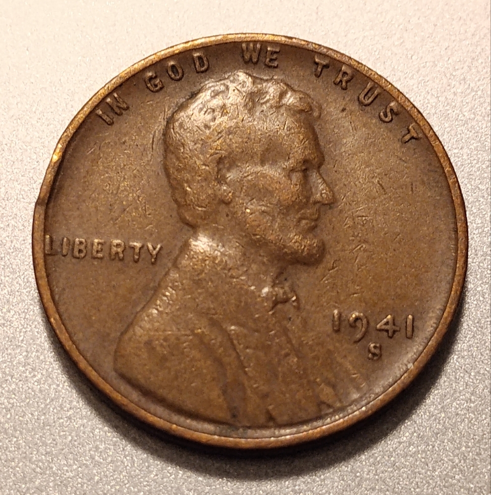 1941 S Lincoln Wheat Penny Historic Significants Bump On Edge LiberTy T-not Even
